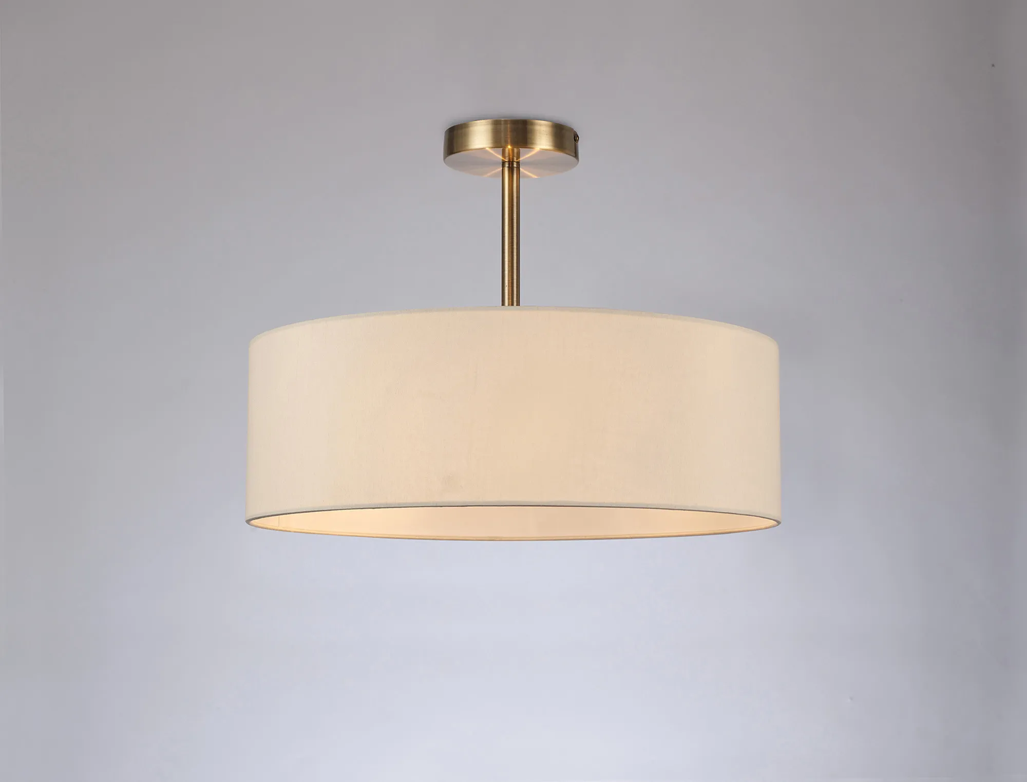 Baymont 45cm Semi Flush 3 Light Antique Brass, Ivory Pearl/White DK0698  Deco Baymont AB IV